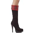 Sexy Red Plaid Knee Boots Plaid Fabric 5 Inch Heel Women's Sexy Boots Black