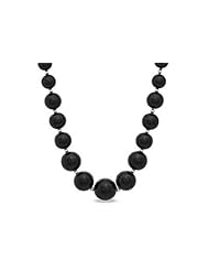 Graduated Black Onyx with Beads Necklace 18 Inch and a 14K White Gold Lobster Clasp
