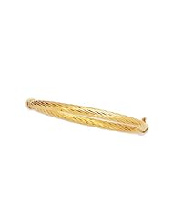 7" 14K Yellow Gold 5.0mm (1/5") Polished Twisted Round Tube Fancy Bangle Bracelet w/ Clasp