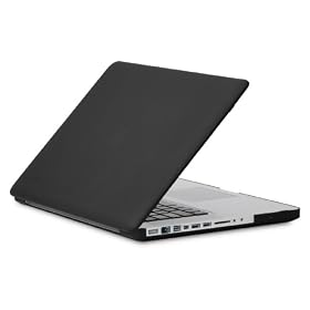 Speck Products See Thru Satin, Soft Touch Hard Shell Case, for Pro 15-inch MacBook Aluminum Unibody/Black Keyboard (Black)