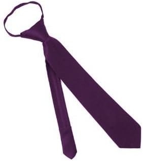 Solid Color Boys Satin Feel 14 Inch Zipper Tie - Jacob Alexander