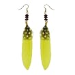 Trendy Gold-Tone Yellow Feather Earrings