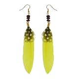 Trendy Gold-Tone Yellow Feather Earrings