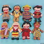 People Hand Puppets Around the World Kids Set of 8