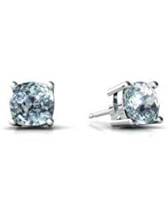 Genuine Aquamarine 14kt White Gold Earrings