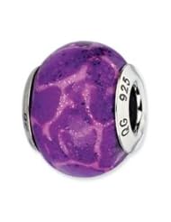 Sterling Silver Purple And Pink with Glitter Overlay Glass Charm