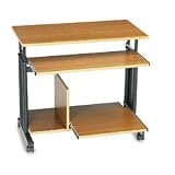 Adjustable Mini Tower Mobile Workstation- Oak/ Black(35)