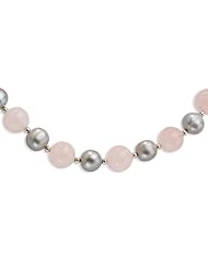 SS 18in Rose Quartz/10mm Freshwater Cult. Silver 18in Pearl Necklace