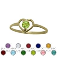 14 Karat Yellow Gold Genuine Peridot Solitaire Gem Round Shape Baby Ring