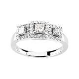14K White Gold Diamond Three-Stone Ring - 0.50 Ct.