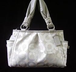 Coach Signature Lurex Parker Satchel Bag Tote 13443 Silver