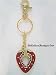 Beautiful Jeweled Keychain with Clip- Jeweled Strawberry- Red