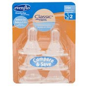 Evenflo 6-pack Silicone Nipples Flow 0-3m