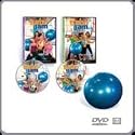Turbo Jam Get on the Ball 2 DVD Set with Ball by Chalene Johnson - Includes Total Body Blast DVD, Kickin' Core DVD, and Turbo Ball
