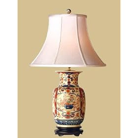 Imari Vase Table Lamp with Traditional Silk Shde