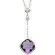 14K White Gold Amethyst and Diamond Necklace