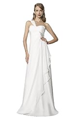 One Shoulder Chiffon Sweetheart Crystal Beaded Lace  Dress