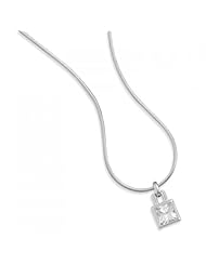 MMA Silver - 18 inch Rhodium Plated Necklace with 7mm Square CZ