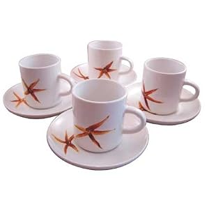 ArtisanStreet's 8- Piece China Espresso Coffee Set with Golden Starfish Design on White China. by 