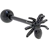 Black Titanium Anodized 3-D SPIDER Barbell Tongue Ring