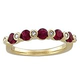 1 1/3 Carat Genuine Ruby & Diamond 14K Yellow Gold Birthstone Ring