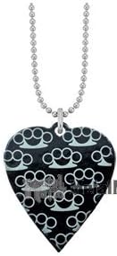 Heart Necklace With Brass Knuckle Pattern (Black)