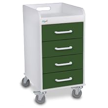 TrippNT 51084 HDPE/ABS Compact Cart, Front Locking, 15" Width x 27" Height x 17" Depth, 4 Drawers, Hosta Leaf