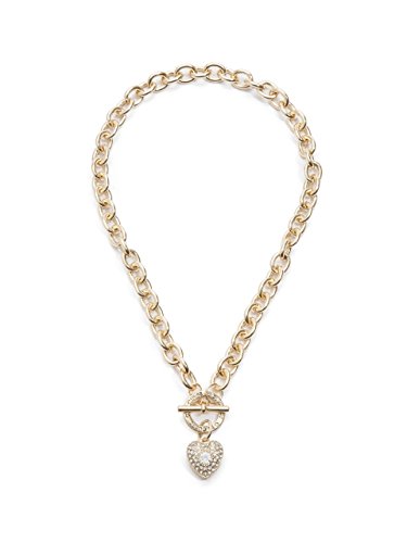 G by GUESS Women's Short Necklace with Rhinestone Heart Toggle
