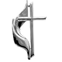 14K White Gold Methodist Cross Pin