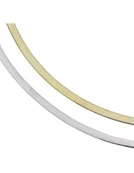 Two Tone Reversible Omega Chain 14K Gold Yellow With White Ch747 16 Inch