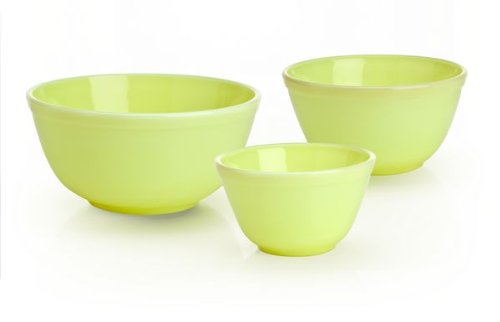 Mosser Glass 3 piece Mixing Bowl Set in Butter Cream