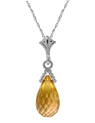 .925 Sterling Silver Pendant Necklace with Genuine Briolette Citrine