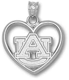 Auburn Tigers AU Heart Pendant - Sterling Silver Jewelry