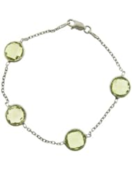 O&G Australia Natural 7.5 Inch Lemon Quartz, 925 Sterling Silver (9cttw) Bracelet