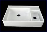 Kitchen Farm Apron Front Sink - White Double Large/Small Bowl