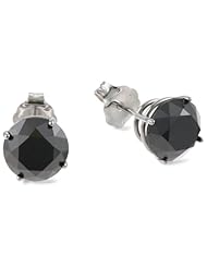14k White Gold Black Diamond Stud Earrings (3.00 cttw)