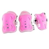 Como Children Sports Protective Palm Wrist Elbow Knee Support Brace Set Pink