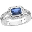 14K White Gold Iolite and Diamond Ring