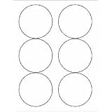 (6 SHEETS) 36 3-1/3" BLANK WHITE ROUND CIRCLE STICKERS FOR INKJET & LASER PRINTERS ~ SIZE: 8-1/2"X11" STANDARD SHEETS