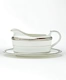 Noritake Chatelaine Platinum Gravy Boat with Tray, 14 oz