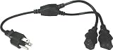 Live Wire Balanced 3-Prong(M)-Dual IEC(F) Y Power Cable, 1.5 Foot