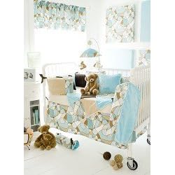 Scribbles Blue Crib Bedding, 5 piece set with Diaper Stacker by Glenna Jean by Glenna Jean