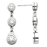 14K White or Yellow Gold Three-Stone Diamond Earrings - 1.00 Ct., 1.50 Ct. or 2.00 Ct. (ALSO AVAILABLE WITH GEMSTONES)