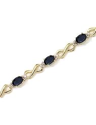 10K Yellow Gold Oval Sapphire and Diamond Bracelet
