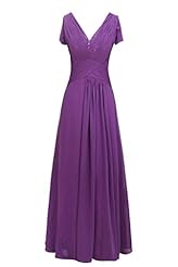 Plus Size A-line V-neck Chiffon Sequined Short Sleeves Evening Dress/Mother-of-the-Bride Dress/Party Dress  with a Brush/Sweep Train 