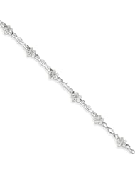 Genuine .925 Sterling Silver Diamond Bracelet 3.8 Grams . 100% Satisfaction Guaranteed.