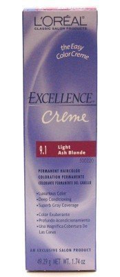 L'oreal Excellence Creme Permanent Hair Color, Light Ash Blond No.9.1, 3.2 Ounce (Pack of 3)