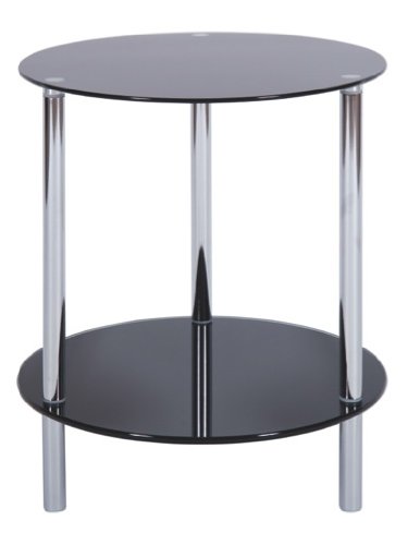 Levv 2-Tier Round Shelving Unit in Black and Chrome 31hh82v0SDL