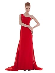 Floor Length Sheath Pleated Lace Dropped   Waistline Chiffon One Shoulder  Dress