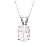14k White or Yellow Gold 10x8mm Oval Cut Morganite Pendant